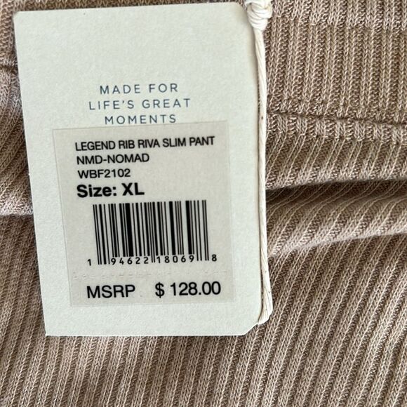 Faherty Women's Legend Rib Riva Slim Pants, Nomad, Size XL, NWT - Picture 7 of 9